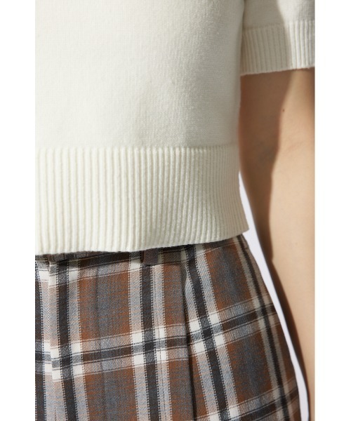 rienda（リエンダ）の「エトワールジャガードニットトップス 半袖 夏服（ニット/セーター・レディース・ピンク/ブラック/ホワイト・FREE）」の14枚目の写真