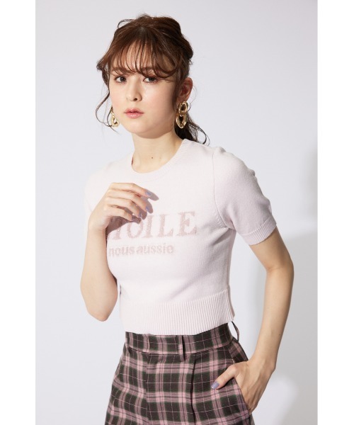 rienda（リエンダ）の「エトワールジャガードニットトップス 半袖 夏服（ニット/セーター・レディース・ピンク/ブラック/ホワイト・FREE）」の19枚目の写真