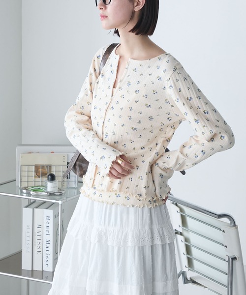 forksy.】小花柄 メローキャミ＆カーディガン セット forksy