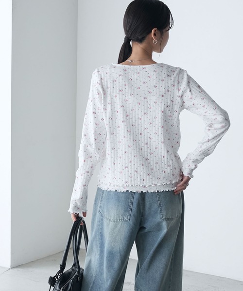 forksy.（フォルクシー）の「【forksy.】小花柄 メローキャミ＆カーディガン セット（アンサンブル・レディース・アイボリー/ブラック/オフホワイト・FREE）」の18枚目の写真