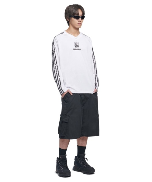 NOMANUAL(NOMANUAL)の「A'GEM/9 × .kom 『NOMANUAL/ノーマニュアル』 CRACKED LINE LONG SLEEVE UNIFORM/クラックドラインロングスリーブユニフォーム(Tシャツ/カットソー・レディース・ブラック/ホワイト・L)」の9枚目の写真