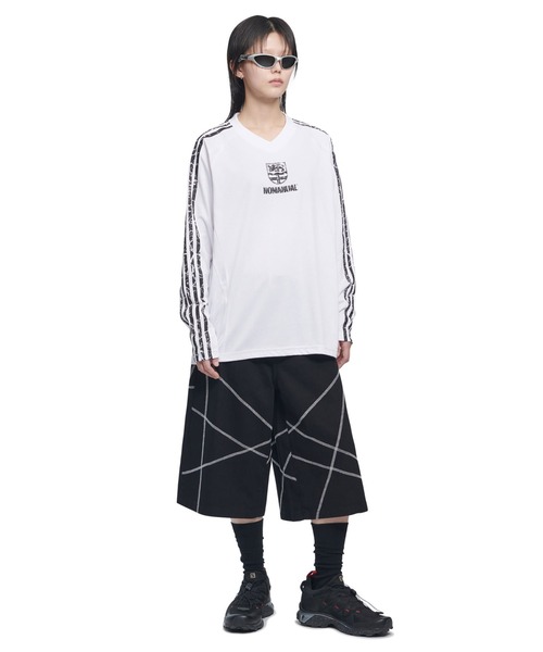 NOMANUAL(NOMANUAL)の「A'GEM/9 × .kom 『NOMANUAL/ノーマニュアル』 CRACKED LINE LONG SLEEVE UNIFORM/クラックドラインロングスリーブユニフォーム(Tシャツ/カットソー・レディース・ブラック/ホワイト・L)」の11枚目の写真