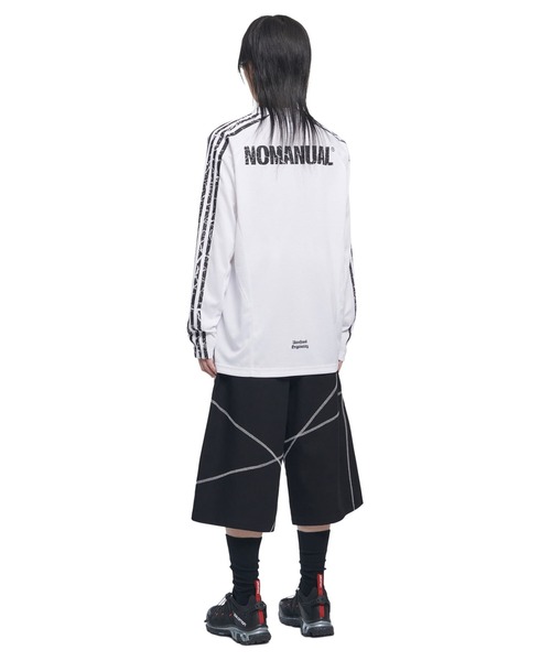NOMANUAL(NOMANUAL)の「A'GEM/9 × .kom 『NOMANUAL/ノーマニュアル』 CRACKED LINE LONG SLEEVE UNIFORM/クラックドラインロングスリーブユニフォーム(Tシャツ/カットソー・レディース・ブラック/ホワイト・L)」の12枚目の写真