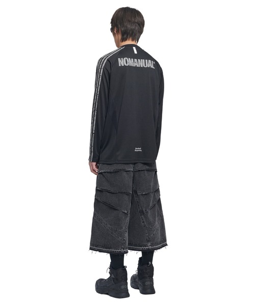 NOMANUAL(NOMANUAL)の「A'GEM/9 × .kom 『NOMANUAL/ノーマニュアル』 CRACKED LINE LONG SLEEVE UNIFORM/クラックドラインロングスリーブユニフォーム(Tシャツ/カットソー・レディース・ブラック/ホワイト・L)」の6枚目の写真