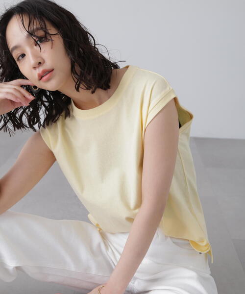 FREE'S MART（フリーズマート）の「USAコットンフレンチスリーブTシャツ（Tシャツ/カットソー・レディース・イエロー/ネイビー/ブラック/ホワイト・FREE）」の4枚目の写真