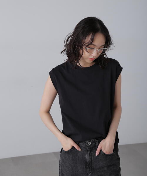 FREE'S MART（フリーズマート）の「USAコットンフレンチスリーブTシャツ（Tシャツ/カットソー・レディース・イエロー/ネイビー/ブラック/ホワイト・FREE）」の2枚目の写真