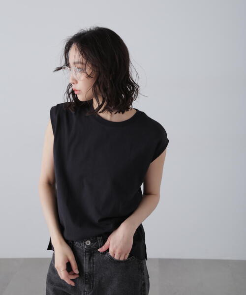 FREE'S MART（フリーズマート）の「USAコットンフレンチスリーブTシャツ（Tシャツ/カットソー・レディース・イエロー/ネイビー/ブラック/ホワイト・FREE）」の6枚目の写真