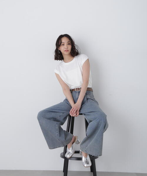 FREE'S MART（フリーズマート）の「USAコットンフレンチスリーブTシャツ（Tシャツ/カットソー・レディース・イエロー/ネイビー/ブラック/ホワイト・FREE）」の18枚目の写真