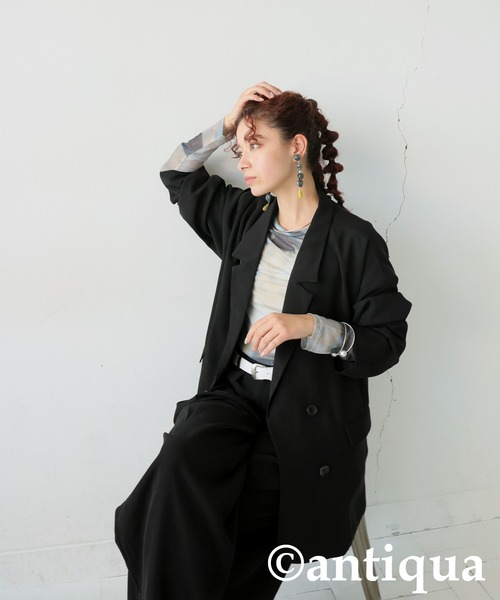 antiqua(アンティカ)の「ダブルジャケット(テーラードジャケット・レディース・ブラック/ベージュ系その他・ONESIZE)」の3枚目の写真