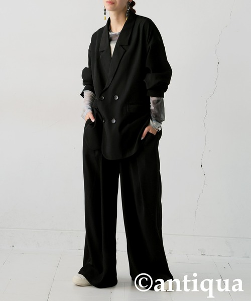 antiqua(アンティカ)の「ダブルジャケット(テーラードジャケット・レディース・ブラック/ベージュ系その他・ONESIZE)」の4枚目の写真