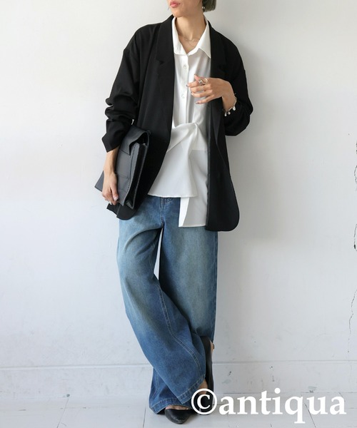 antiqua(アンティカ)の「ダブルジャケット(テーラードジャケット・レディース・ブラック/ベージュ系その他・ONESIZE)」の9枚目の写真