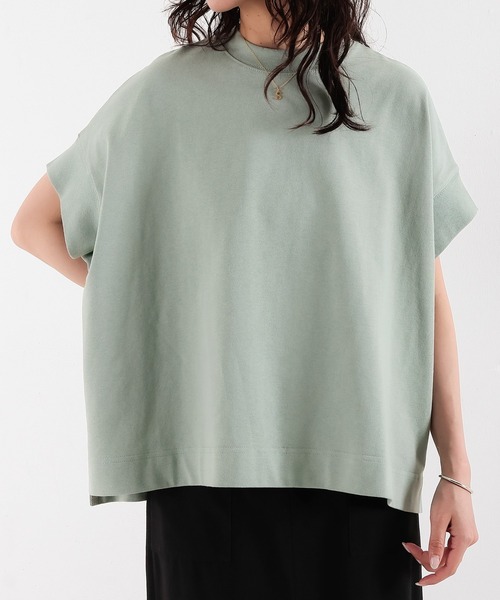emesuelee(エメスーリー)の「UV遮蔽率90%以上 ヘビーウェイト天竺半袖プルオーバー(Tシャツ/カットソー・レディース・ブラック/ブルー/ナチュラル/ライトグリーン/グレー系1/ネイビー/イエロー/ピンク系1/ブラック系1/アイボリー/グリーン/ピンク・フリー)」の7枚目の写真