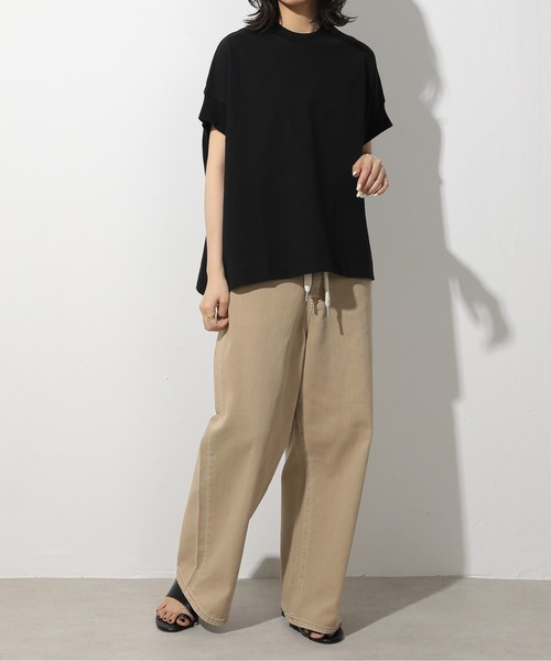 emesuelee(エメスーリー)の「UV遮蔽率90%以上 ヘビーウェイト天竺半袖プルオーバー(Tシャツ/カットソー・レディース・ブラック/ブルー/ナチュラル/ライトグリーン/グレー系1/ネイビー/イエロー/ピンク系1/ブラック系1/アイボリー/グリーン/ピンク・フリー)」の14枚目の写真