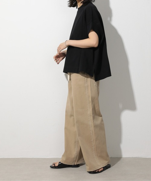 emesuelee(エメスーリー)の「UV遮蔽率90%以上 ヘビーウェイト天竺半袖プルオーバー(Tシャツ/カットソー・レディース・ブラック/ブルー/ナチュラル/ライトグリーン/グレー系1/ネイビー/イエロー/ピンク系1/ブラック系1/アイボリー/グリーン/ピンク・フリー)」の16枚目の写真