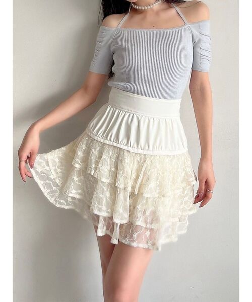 RESEXXY(リゼクシー)の「フリルミニスカート(スカート・レディース・チャコールグレー/アイボリー/ブラック・FREE)」の2枚目の写真