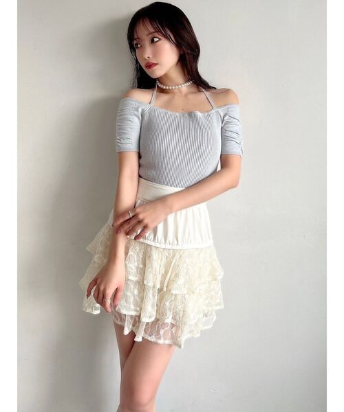 RESEXXY(リゼクシー)の「フリルミニスカート(スカート・レディース・チャコールグレー/アイボリー/ブラック・FREE)」の5枚目の写真