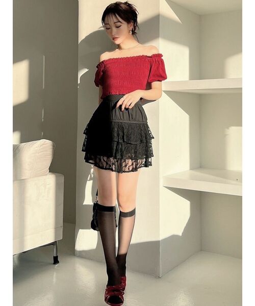 RESEXXY(リゼクシー)の「フリルミニスカート(スカート・レディース・チャコールグレー/アイボリー/ブラック・FREE)」の10枚目の写真