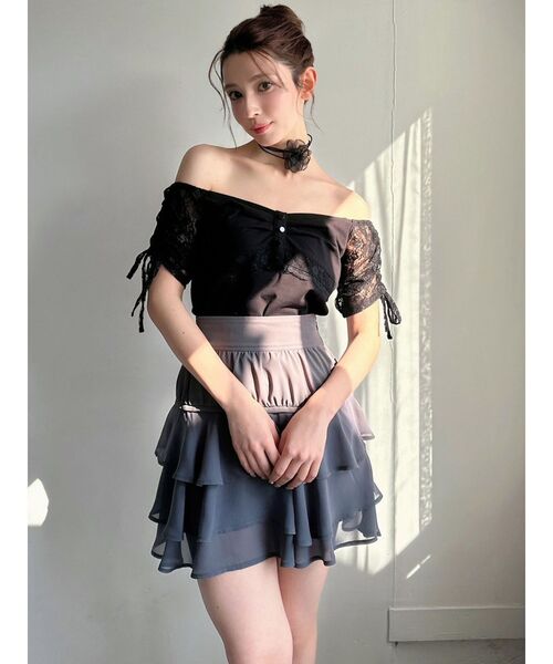 RESEXXY(リゼクシー)の「フリルミニスカート(スカート・レディース・チャコールグレー/アイボリー/ブラック・FREE)」の13枚目の写真