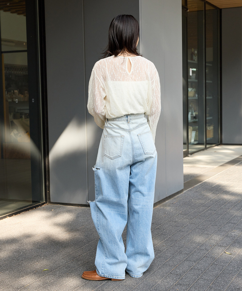 セール】ストレッチレースビッグプルオーバー（Tシャツ