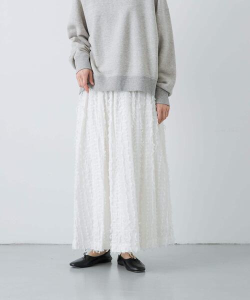 かぐれ（カグレ）の「フリンジカットジャガードスカート（スカート・レディース・ブラック/オフホワイト・FREE）」の3枚目の写真