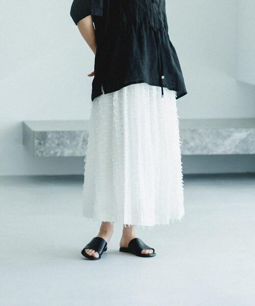 かぐれ（カグレ）の「フリンジカットジャガードスカート（スカート・レディース・ブラック/オフホワイト・FREE）」の6枚目の写真