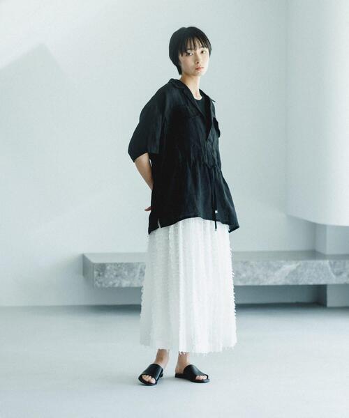 かぐれ（カグレ）の「フリンジカットジャガードスカート（スカート・レディース・ブラック/オフホワイト・FREE）」の9枚目の写真