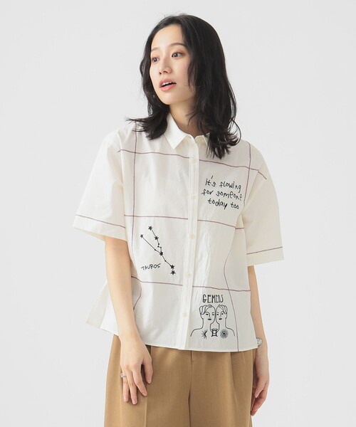 B:MING by BEAMS（ビーミングバイビームス）の「ブロック 刺繍 シャツ（シャツ/ブラウス・レディース・ホワイト系その他5/ブラック・ONE SIZE）」の9枚目の写真