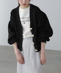 FREE'S MART | ◆ゴールドアクセントボタンVネックカーディガン(カーディガン/ボレロ)