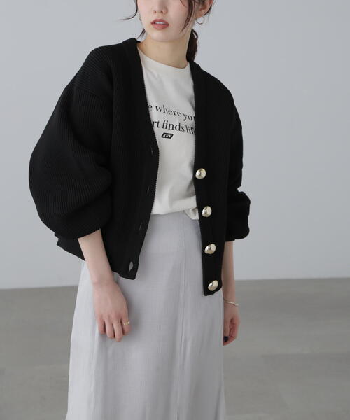FREE'S MART（フリーズマート）の「◆ゴールドアクセントボタンＶネックカーディガン（カーディガン/ボレロ・レディース・ブラック/ピンク/ホワイト・FREE）」の5枚目の写真