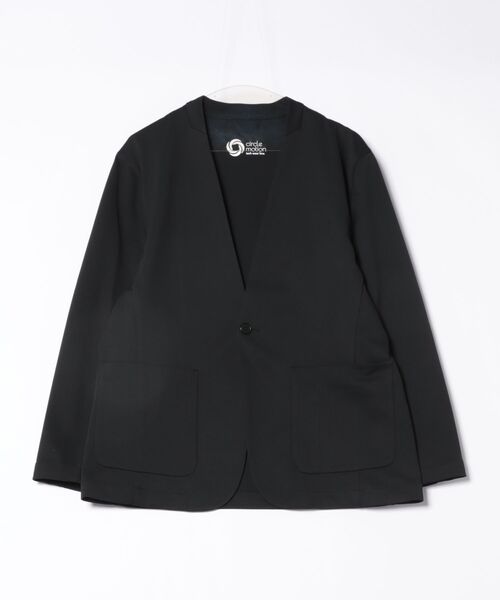 m.f.editorial（エムエフエディトリアル）の「【ストレッチ ウォッシャブル】m.f.エディトリアル メンズ circle motion JERSEY ノーカラージャケット(セットアップ可能)（カーディガン/ボレロ・メンズ・ブラック/グレー系その他2・MEDIUM/LARGE/X-LARGE）」の5枚目の写真