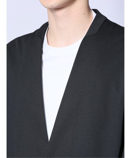 m.f.editorial（エムエフエディトリアル）の「【ストレッチ ウォッシャブル】m.f.エディトリアル メンズ circle motion JERSEY ノーカラージャケット(セットアップ可能)（カーディガン/ボレロ・メンズ・ブラック/グレー系その他2・MEDIUM/LARGE/X-LARGE）」の9枚目の写真