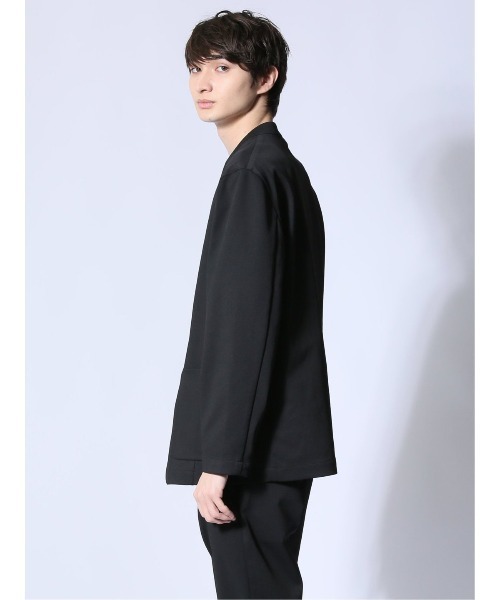 m.f.editorial（エムエフエディトリアル）の「【ストレッチ ウォッシャブル】m.f.エディトリアル メンズ circle motion JERSEY ノーカラージャケット(セットアップ可能)（カーディガン/ボレロ・メンズ・ブラック/グレー系その他2・MEDIUM/LARGE/X-LARGE）」の11枚目の写真