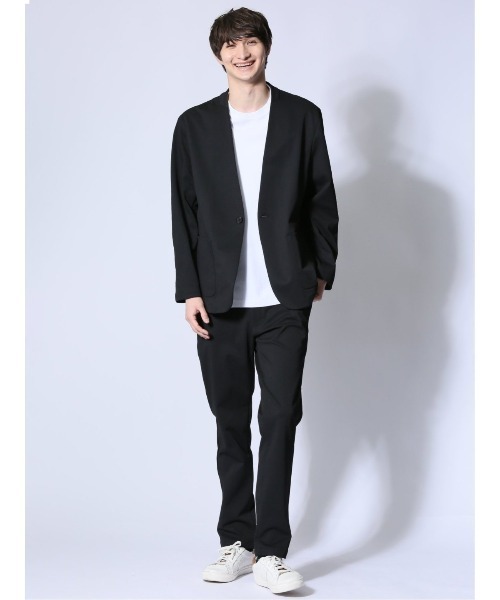 m.f.editorial（エムエフエディトリアル）の「【ストレッチ ウォッシャブル】m.f.エディトリアル メンズ circle motion JERSEY ノーカラージャケット(セットアップ可能)（カーディガン/ボレロ・メンズ・ブラック/グレー系その他2・MEDIUM/LARGE/X-LARGE）」の14枚目の写真