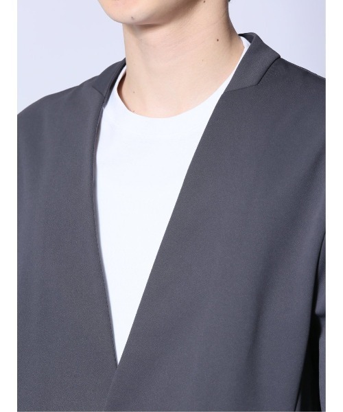 m.f.editorial（エムエフエディトリアル）の「【ストレッチ ウォッシャブル】m.f.エディトリアル メンズ circle motion JERSEY ノーカラージャケット(セットアップ可能)（カーディガン/ボレロ・メンズ・ブラック/グレー系その他2・MEDIUM/LARGE/X-LARGE）」の19枚目の写真