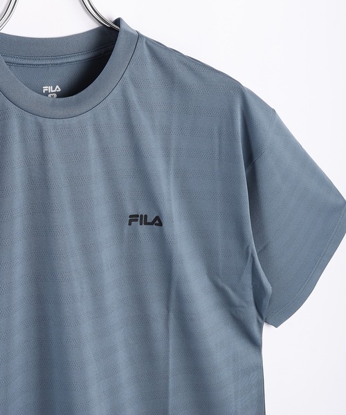 セール】FILA ジャガードメッシュ ワンポイント 無地 半袖Tシャツ 接触 