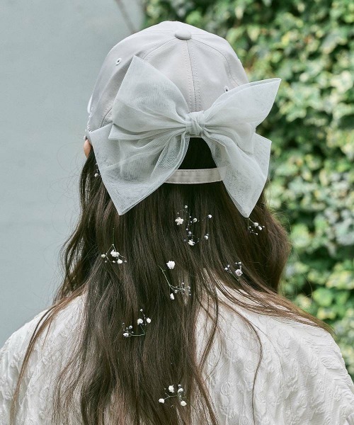 F i.n.t（フィント）の「バックチュールリボンキャップ/ fint　フィント（キャップ・レディース・アイボリー/ライトグレー・FREE）」の2枚目の写真