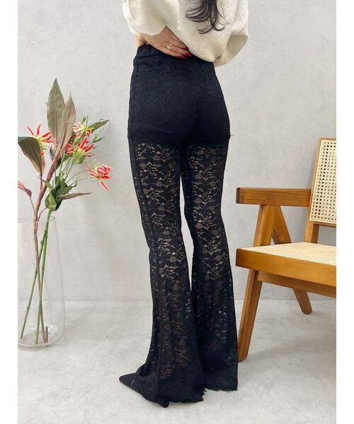 EVRIS（エヴリス）の「【ウエストゴム・2サイズ】レースフレアパンツ（その他パンツ・レディース・ブラック/ホワイト・SMALL/MEDIUM）」の3枚目の写真