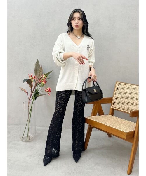 EVRIS（エヴリス）の「【ウエストゴム・2サイズ】レースフレアパンツ（その他パンツ・レディース・ブラック/ホワイト・SMALL/MEDIUM）」の4枚目の写真