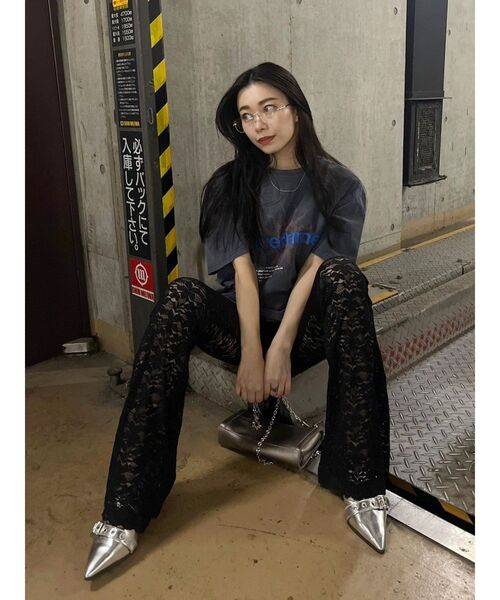 EVRIS（エヴリス）の「【ウエストゴム・2サイズ】レースフレアパンツ（その他パンツ・レディース・ブラック/ホワイト・SMALL/MEDIUM）」の7枚目の写真