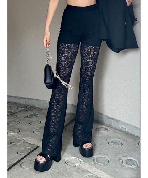 EVRIS（エヴリス）の「【ウエストゴム・2サイズ】レースフレアパンツ（その他パンツ・レディース・ブラック/ホワイト・SMALL/MEDIUM）」の13枚目の写真