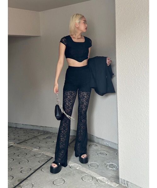 EVRIS（エヴリス）の「【ウエストゴム・2サイズ】レースフレアパンツ（その他パンツ・レディース・ブラック/ホワイト・SMALL/MEDIUM）」の16枚目の写真