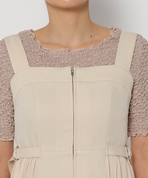 mysty woman（ミスティウーマン）の「サイドプリーツジャンスカ  328258（ジャンパースカート・レディース・アイボリー/チャコールグレー/ダークベージュ・FREE）」の15枚目の写真