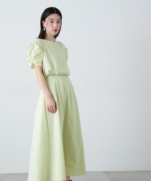 N.(N. Natural Beauty Basic)(エヌエヌナチュラルビューティーベーシック)の「シャーリングスリーブブラウス×スカートセット(ワンピース・レディース・ブラック/ライトグリーン・SMALL/MEDIUM)」の19枚目の写真