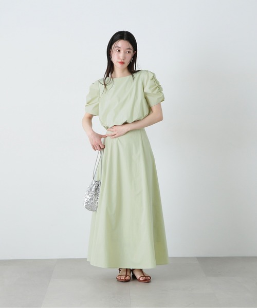 N.(N. Natural Beauty Basic)(エヌエヌナチュラルビューティーベーシック)の「シャーリングスリーブブラウス×スカートセット(ワンピース・レディース・ブラック/ライトグリーン・SMALL/MEDIUM)」の20枚目の写真