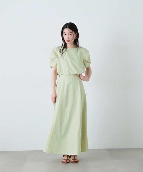 N.(N. Natural Beauty Basic)(エヌエヌナチュラルビューティーベーシック)の「シャーリングスリーブブラウス×スカートセット(ワンピース・レディース・ブラック/ライトグリーン・SMALL/MEDIUM)」の21枚目の写真