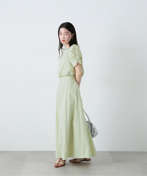 N.(N. Natural Beauty Basic)(エヌエヌナチュラルビューティーベーシック)の「シャーリングスリーブブラウス×スカートセット(ワンピース・レディース・ブラック/ライトグリーン・SMALL/MEDIUM)」の22枚目の写真