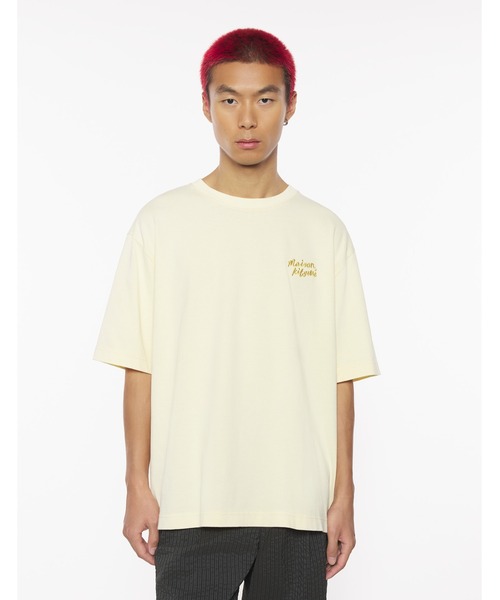 Maison Kitsune（メゾンキツネ）の「MAISON KITSUNE HANDWRITING EMBROIDERY OVERSIZE TEE（Tシャツ/カットソー・メンズ・ライトイエロー/ブルー系その他/グレー/ブラック×ホワイト/ホワイト×ブラック・XS/S/M/L/XL/XXS/XXL）」の8枚目の写真