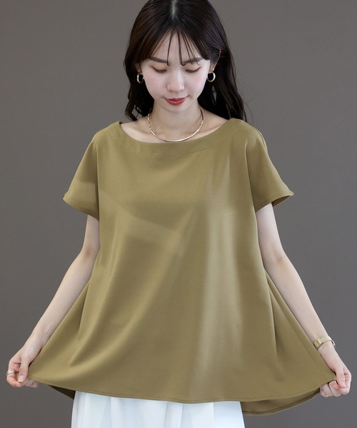 Aletta vita(アレッタビータ)の「カットジョーゼットサイドタックフレンチプルオーバー(Tシャツ/カットソー・レディース・ダークベージュ/ブラック/グレー・FREE)」の3枚目の写真