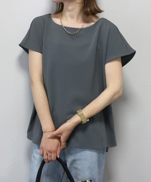 Aletta vita(アレッタビータ)の「カットジョーゼットサイドタックフレンチプルオーバー(Tシャツ/カットソー・レディース・ダークベージュ/ブラック/グレー・FREE)」の21枚目の写真