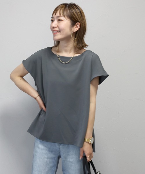 Aletta vita(アレッタビータ)の「カットジョーゼットサイドタックフレンチプルオーバー(Tシャツ/カットソー・レディース・ダークベージュ/ブラック/グレー・FREE)」の20枚目の写真